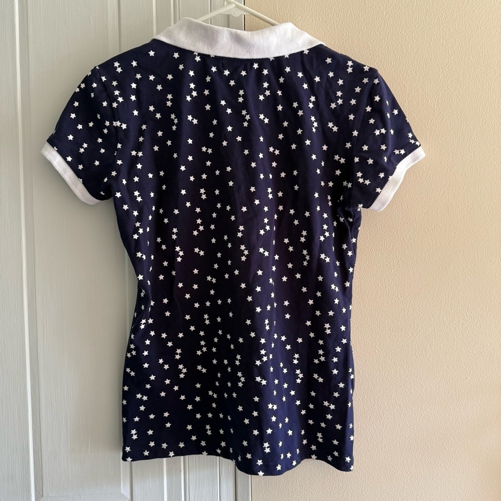 US.POLO ASSN. Womans Blue Shirt‎ With Stars White Collar Trimmed In Red SZ S top - Picture 2 of 5